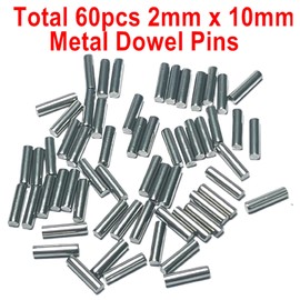 ZDingTech 60pcs 2mm x 10mm Dowel Pins Metal Dowel pins M2 2mm Shelf Pegs,Support Shelves,2mm x 10mm Metal Rod.304 Stainless Steel Wood Bunk Bed pegs