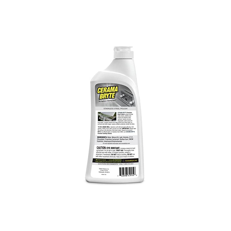 Cerama Bryte Stainless Steel Cleaner for Appliances, Streak-Free Shine and