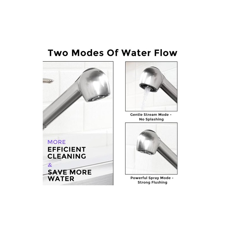 Comllen Commercial Pull Out Kitchen Faucet Brushed Nickel, Stainless Steel
