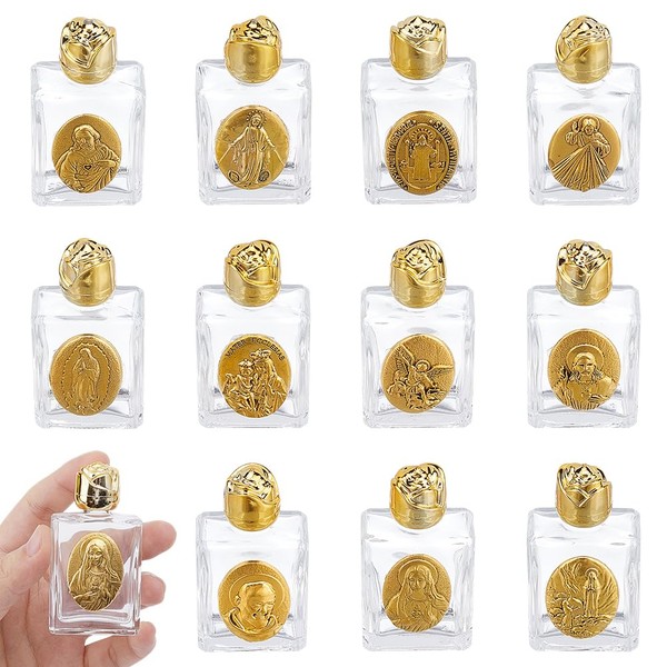 DELORIGIN 11PCS Holy Water Bottles 0.5 Floz (15ml) Mini Embossed