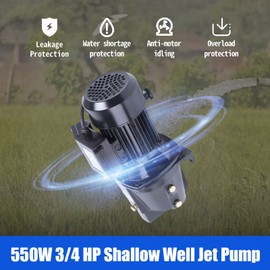 PIAOCAIYIN 3/4 HP Water Pressure Booster Pump, 110V Self-Priming Shallow Well Pump w/Pressure Switch, Portable Well Jet Pump, 3420r/Min, for Garden Farmland Irrigation