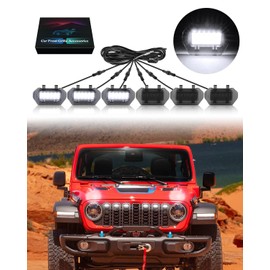 OKLSG LED Grill Lights for Jeep Wrangler JL JLU 2024 2025 Grille Lights Wrangler JL Accessories Front Grille Trims (White)