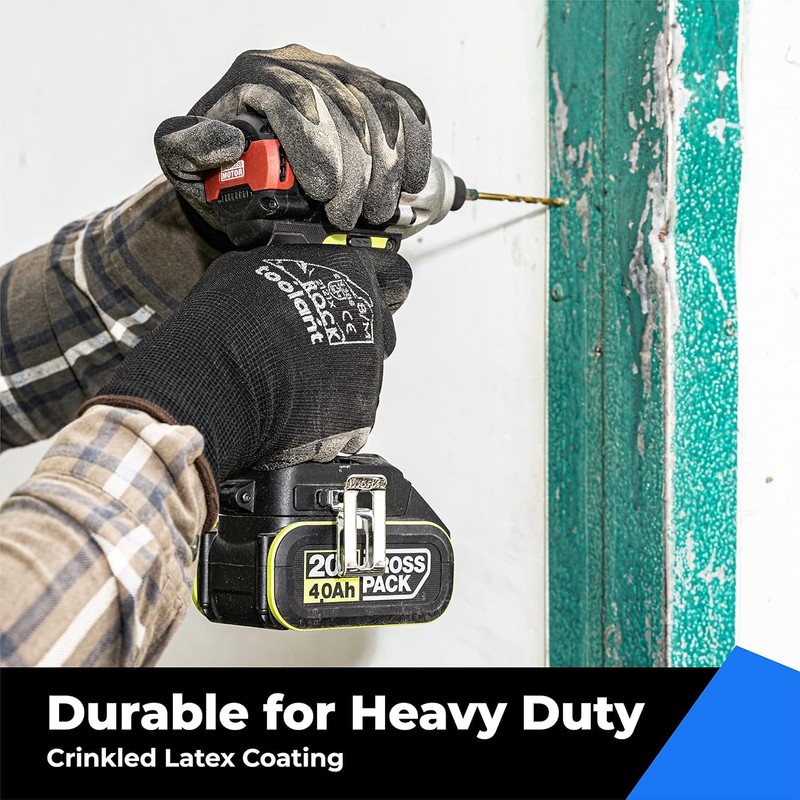 toolant Work Gloves Men, 12 Pairs Crinkle Latex Rubber Gloves