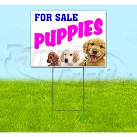 Puppies for Sale (18" X 24") Yard Sign, Quantity Discounts, Multi-Packs, Includes Metal Step Stake, Bandit Sign