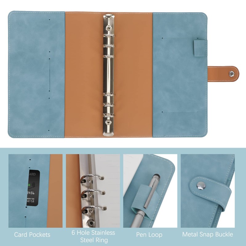 Skycase A5 Binder Notebook Folder Portfolio, 6 Holes Loose Leaf
