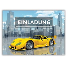 8 Invitation Cards Children's Birthday Boys Racing Car Racing Car Sports Car Boys Birthday Invitations Invitations Card Set