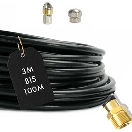 Pipe Cleaning Hose for / Compatible with Kränzle with M22 x 1.5 Male Thread Including 2 Nozzles Duct Rat (5 Metres)