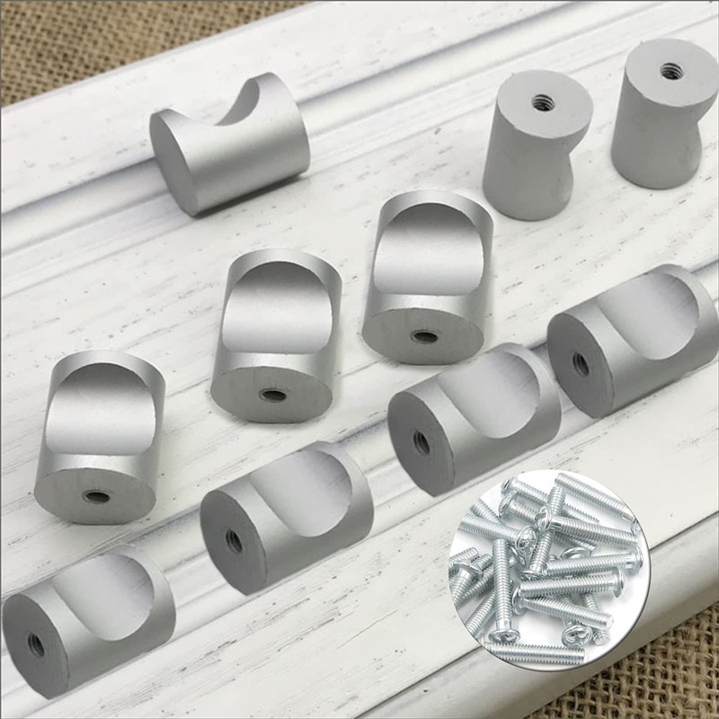 Half Forest Furniture Knobs Matt Silver 10 Cylindrical Drawer Knobs