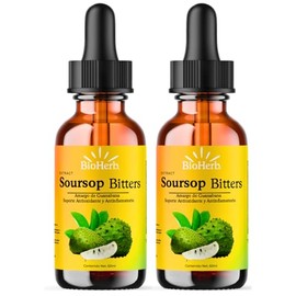 Amargo de Guanabana Extracto 100% Puro En Gotero (Soursop Bitters) - 60ml/2 Oz - Para Hasta 30 Porciones (2 Ml/Dia) - Potente Soporte Antioxidante Ric