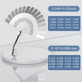 HDLNKAK 32 Blades Straight Feeler Gauge (0.0015-0.035") with 16 Pieces Angled Feeler Gauge (0.005-0.020"), Dual Marked Metric and Imperial for Repair, Guitar, Spark Plugs, Piston Measure