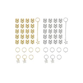 YFFSFDC 56pcs Hair Beads Set Hair Accessories Dance Hair Ornaments Braided Butterfly Heart Gold Hip Hop Wedding DIY Handmade Material Hair Clip Rings