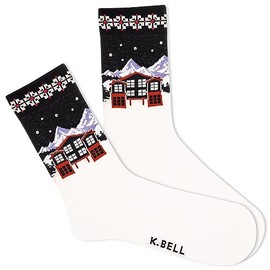 K. Bell Socks Women's Crew, Winter Dream (Oatmeal Heather), 4-10