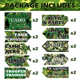 20 Pieces Camo Party Signs Army Birthday Party Decorations Camouflage Party Decorations for Boys Men Army Themed Party Directional Sign Camo Birthday Party Supplies