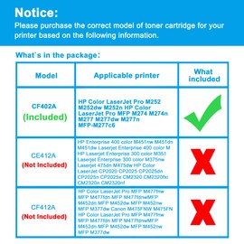 LCL 201A CF402A (1PK Yellow) Toner Compatible with HP Color Laserjet Pro M252 M252dw M252n MFP M274 M274n M277 M277dw M277n MFP-M277c6