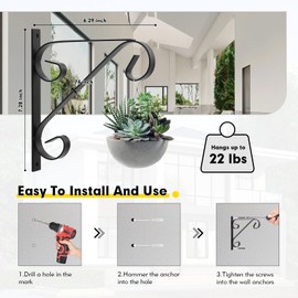 AMUFER Wall Bracket for Bug Zapper, Retro Garden Hook Hanging Basket Brackets, Wall Hanging Plant Hook, Decorative Plant Brackets - Also for Hanging Lanterns, Flower Pots, Wind Chimes, Street Lamps