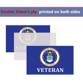 Air Force Veteran Crest Emblem Flag 3x5 Outdoor Double Sided- USAF AirForce Veteran Military Flags Heavy Duty 3 Ply Polyester for Outside Outdoor