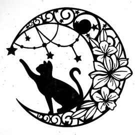 YOKIOU Cat Metal Wall Art Decor 11.8" Black Cat Silhouette for Cat Lovers Cat Wall Hanging Decor for Living room, Bedroom and Garden