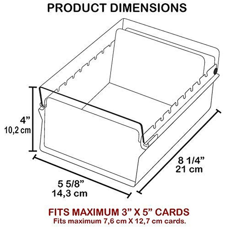 Acrimet 3 x 5 Card File Holder Organizer Box Metal