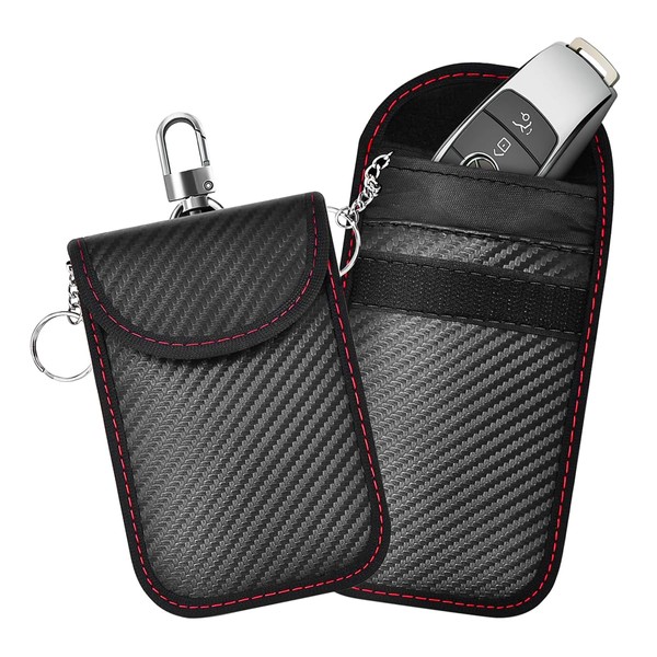 XINLIYA Carbon Fiber Faraday Car Key Fob Protector, 2PCS RFID