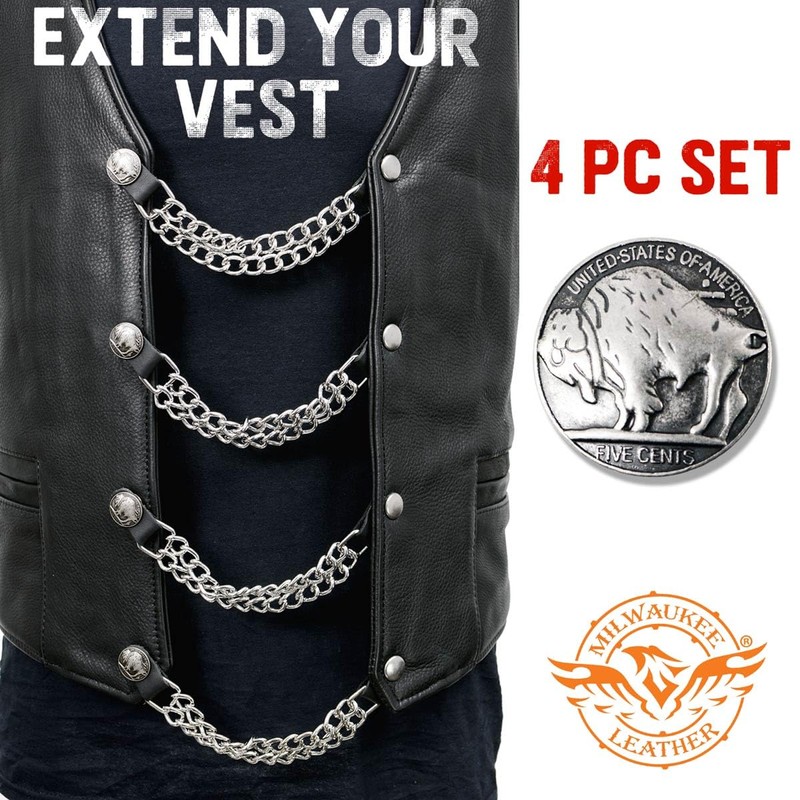 Milwaukee Leather Biker Vest Extender Set - 4 Piece Double