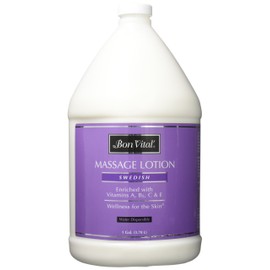 Bon Vital' Swedish Massage Lotion for Skin Tone Improvement, Dry Skin Repair, Increased Circulation, and Stress Relief, Great for Swedish and Sports Massages, 1 Gal, Label may Vary