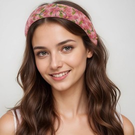 Yuanchu 4-Pack Vintage Floral Headbands for Women, Wide Soft Padded Boho Hair Bands Non Slip Retro Style Hair Accessories Gift for Women