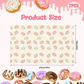 Sopoloray 2 Pcs Donut Tablecloth,54 x 107 Inch Disposable Table Covers,Candy Dessert Time Theme Tablecloth for Picnic,BBQ,Summer Party,Beach,Pool,Birthday