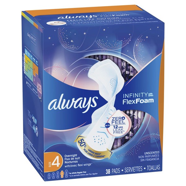 Always INIFINITY FLEXFOAM WITH FLEXI-WINGS, 5 - Extra Heavy Overnight