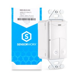 SENSORWORX Wireless Remote Light Switch, SWX-852-B-WH, Links to SENSORWORX Wireless Controllers, Battery Included, Made in USA