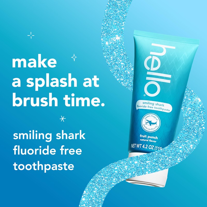 Hello Smiling Shark Fluoride Free Kids Toothpaste, Natural Fruit Punch,