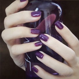 YienDoo Glossy Square Head False Nails Grape Purple Acrylic Nails Press on Nails Full Cover Art Salon Fake Nails Tips for Women and Girls （24Pcs）
