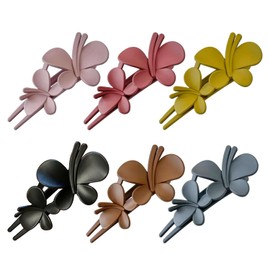 6 Pieces of Double Butterfly Hairpins, Matte Duckbill Hairpins, Women's High Ponytail Hairpins, Large Fashionable Hairpins, Suitable for Styling Hair.