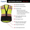 ProtectX 6 Pockets High Visibility Zipper Front Safety Vest with