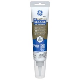 GE Advanced - Calafaté de silicona para ventana y puerta, color blanco, tubo de 3.8 onzas líquidas, 1 paquete - Sellador de silicona 100% impermeable, 5 veces más fuerte, a prueba de congelación y sol