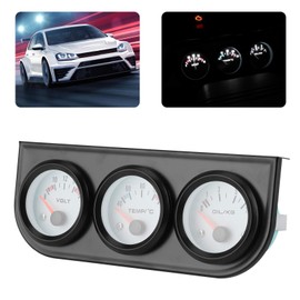 Triple Gauge Kit, 3-in-1 Car Triple Display Electronic Triple Meter Water Temperature + Volt + Oil Pressure Gauge 52 mm Instrument
