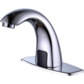 Derpras Touchless Bathroom Faucet with Automatic Sensor Function, Bathroom Sink Faucet with Hole Cover Plate, Chrome
