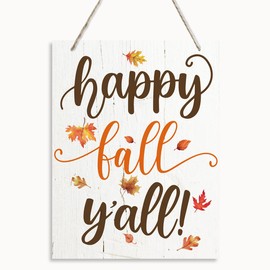 Happy Fall Y'all Sign, Happy Fall Decor, Rustic Wooden Hanging Plaque Sign, Leaves Wall Art, Autumn Home Hanging Decor, Farmhouse Wall Decor, Home Party Decor, Front Door Decor, Entryway Decor