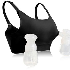 Hands Free Pumping Bra Hands-Free Breast Pump Bra Nursing Bras for Pumping Adjustable Breast-Pumps Holding and Nursing Bra (Black, XX-Large)
