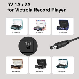 Charger Compatible with Victrola Record Player Power Cord, DC Charger Compatible with Victrola Max 5V 2A 10W Power Supply AC Adapter Charger with 5.9ft Cable Length