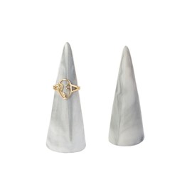 oskas Modern Marble Ring Holder for Nightstand Ceramic Cone Tower Shape Decorative Display Stand for Jewelry Ring/MEN Ring Holder 2pcs set