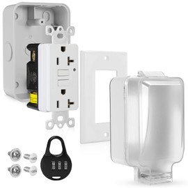 Vagueior Waterproof Outdoor Electrical Outlet Box, Nonmetallic Heavy Duty Box IP66 Waterproof and 20A WRTR GFCI Receptacles Kit, Suitable for Courtyard and Garden, ETL Listed, Clear/Grey