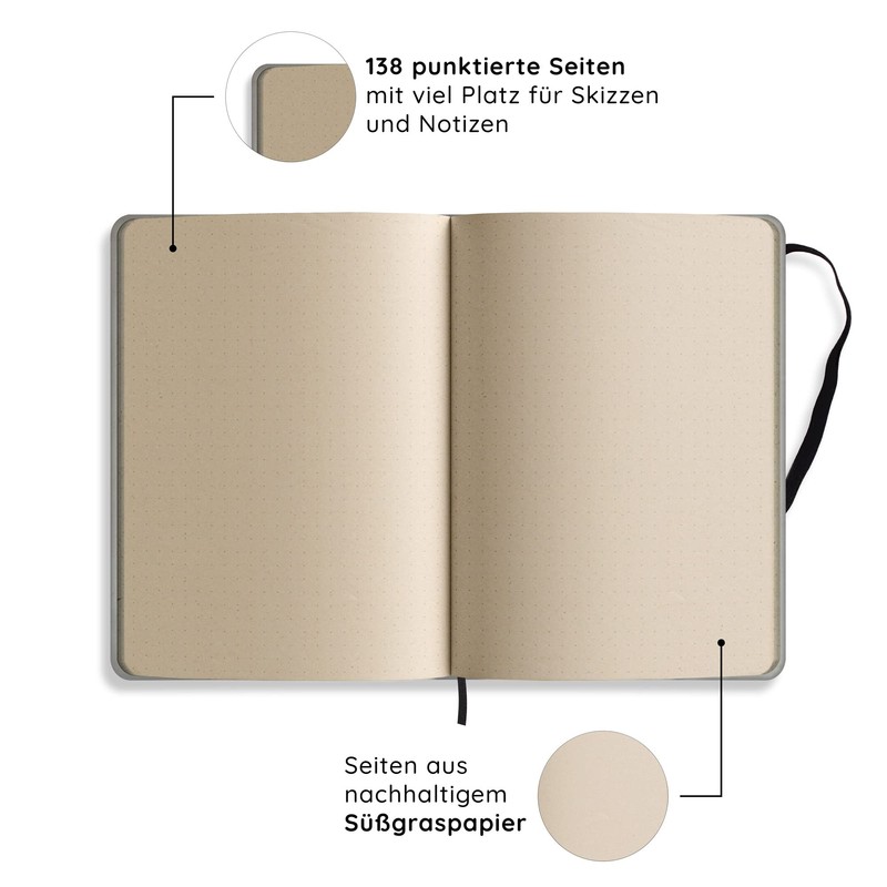 Matabooks, Sustainable and Vegan Notebooks A5 Made of Sweetgrass Paper,
