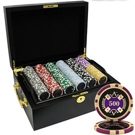 MRC 500pcs Ace Casino Poker Chips Set with Black Color Wood Case