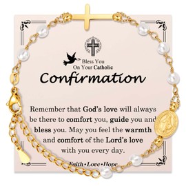 EYQV Confirmation Gifts for Teenage Girl Catholic Virgin Mary Cross Bracelet Confirmation Gifts for Daughter Granddaughter Niece Sister in Catholic with Confirmation Card