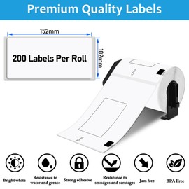 5-roll Replacement for Brother DK-1241 4" x 6" DK-1241 Large White Paper Shipping Labels 200 Labels/roll Compatible with Brother QL Label Printers QL-1050, QL-1050N, QL-1060N, QL-1100, QL-1110NWB