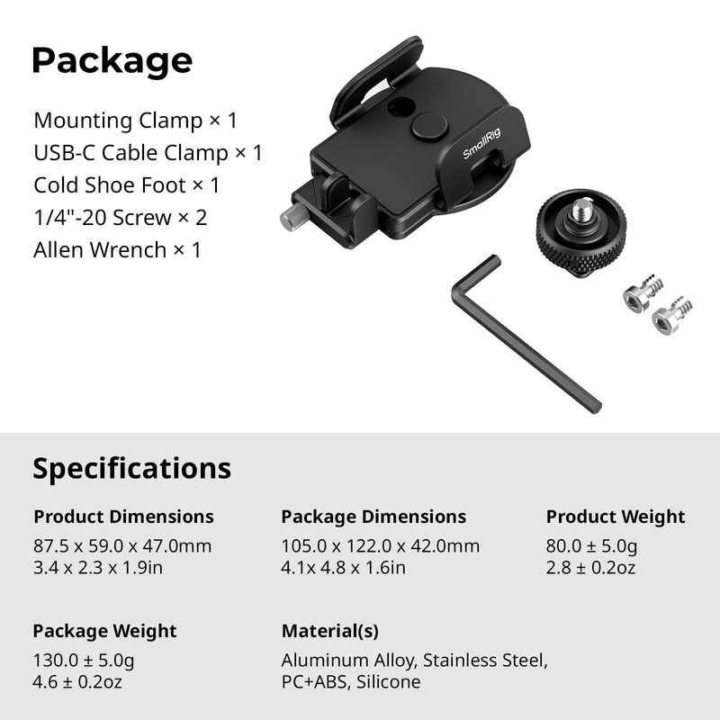 SMALLRIG Universal Mounting Clamp for External SSD 5196