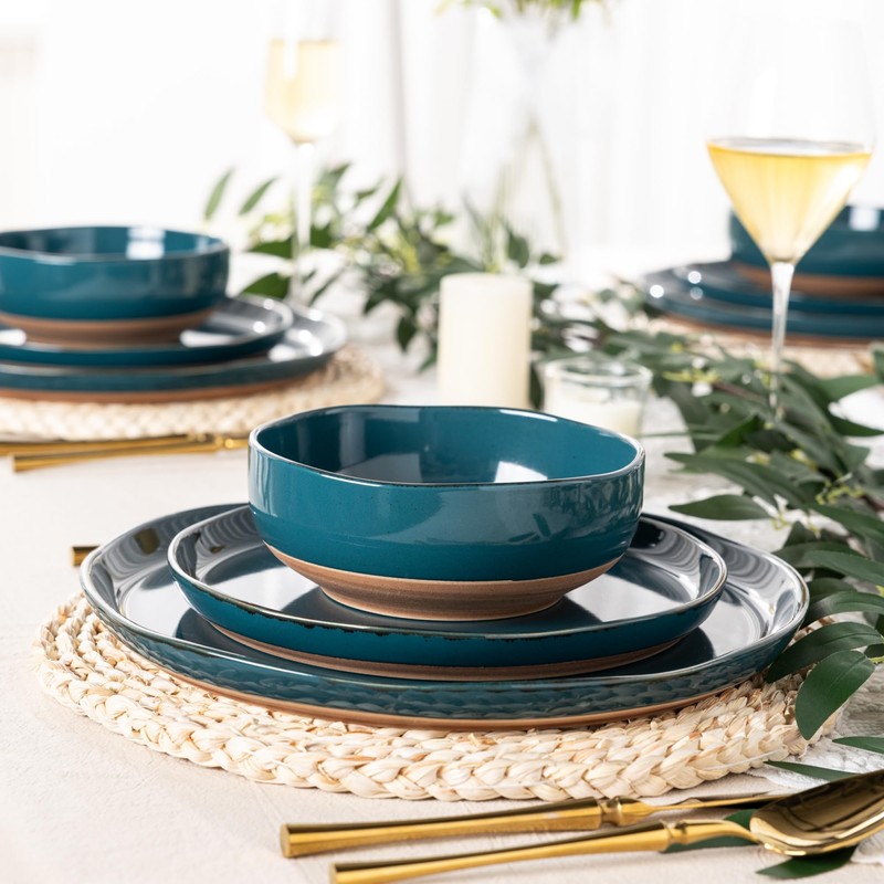 AmorArc Ceramic Dinnerware Sets for 4, 12 Pieces Handpainted Plates