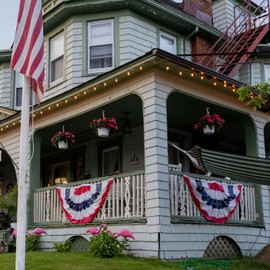 AMZFLAG 3X6 Feet American Bunting Flag Outdoor 6 Pack, Heavy Duty American USA US Bunting Patriotic for 4th of July, Embroidered US USA Pleated Fan Flags for Outside with 3 Brass Grommets