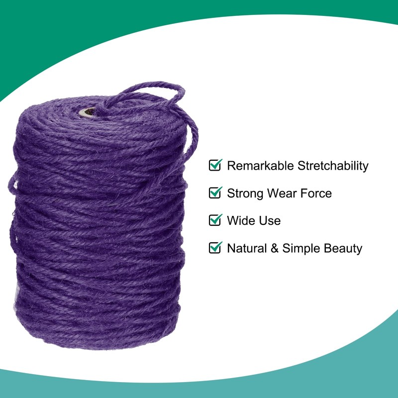 sourcing map Natural Jute Twine String 328ft x 3mm Long