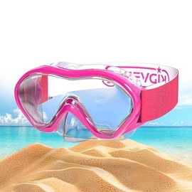 KIDVERSE Children's Snorkel Set - Diving Goggles with Snorkel - Panorama Diving Goggles with Nose - Children's Diving Goggles Alternative Snorkel Mask (Strap Strap Pink, Children 5-16 Years)